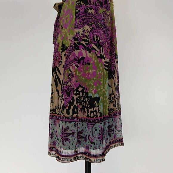 Vintage 90's ICE Mesh Floral Fit & Flare Dress Size 6 Beaded Boho Medallion - Picture 8 of 11